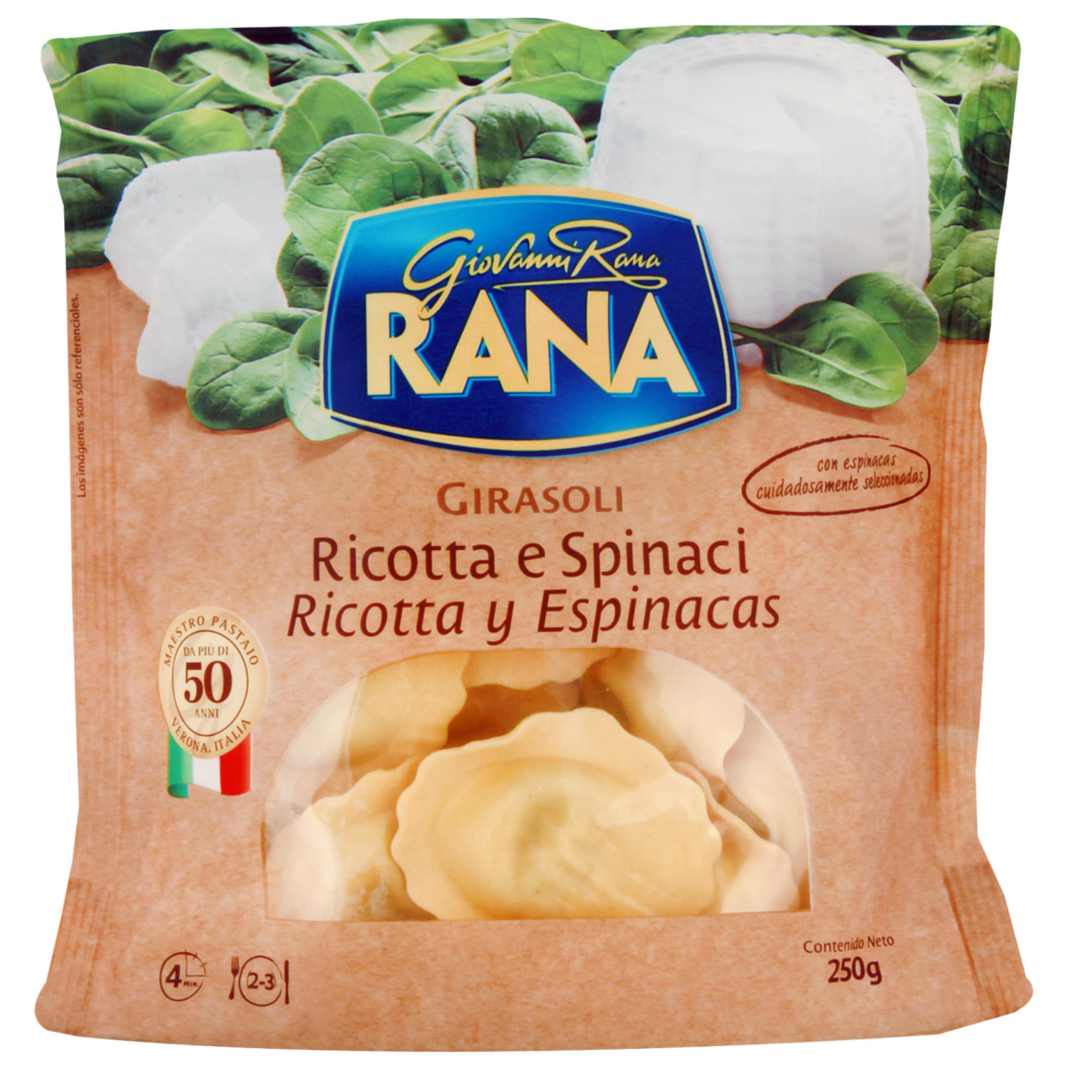 Pasta fresca ravioli Rana 250g relleno de pollo asado