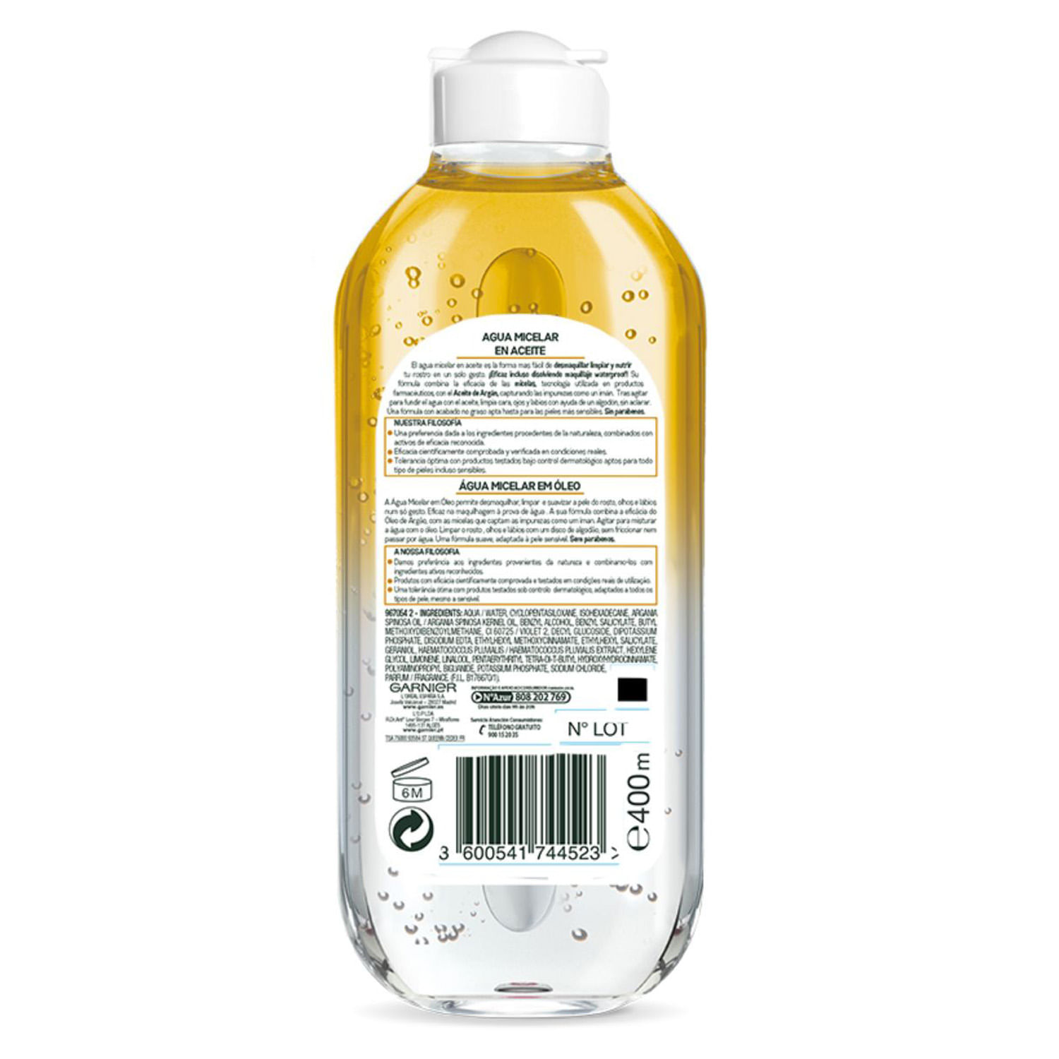 Agua Micelar con Aceite-Óleo Skin Active 400 ml
