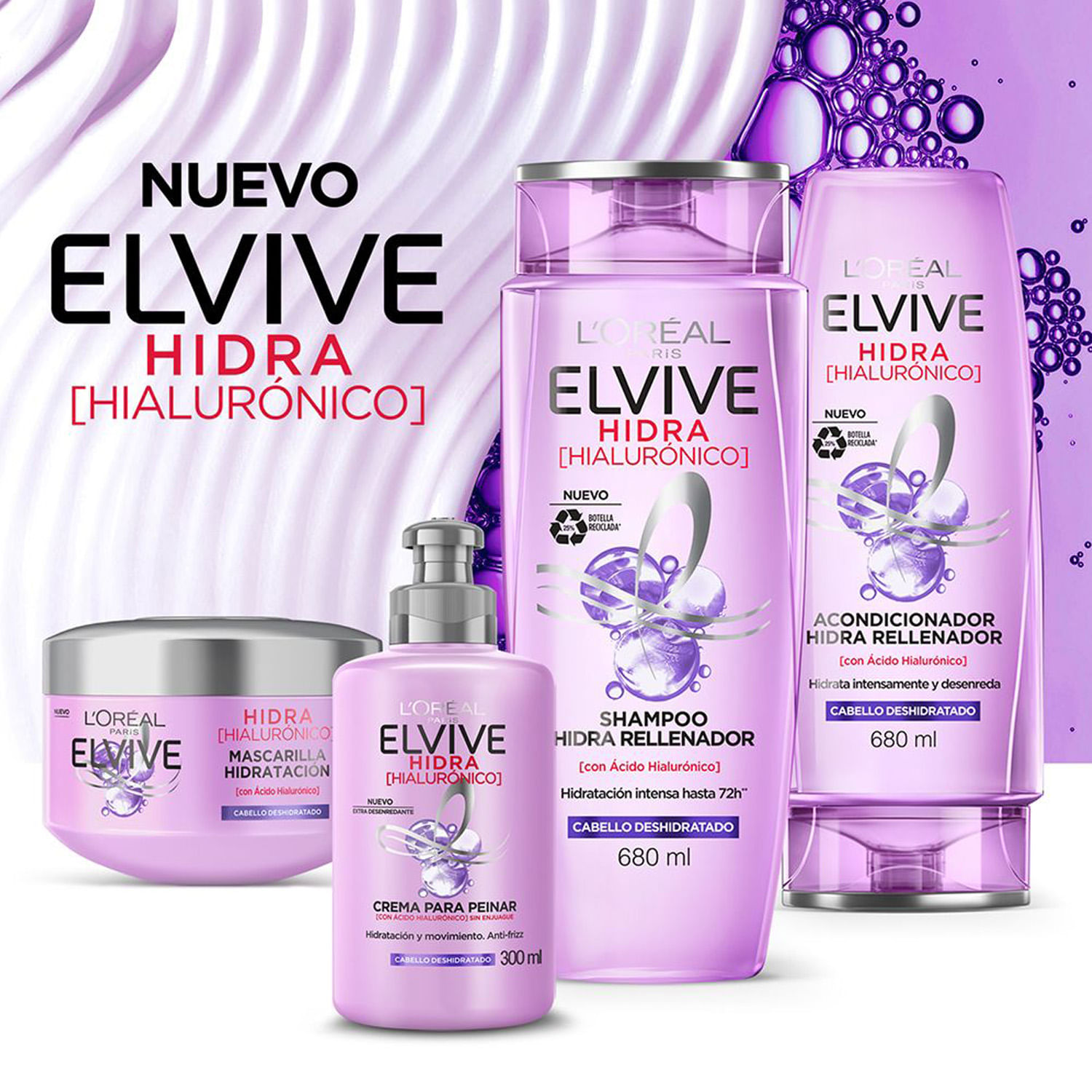 L'Oreal ElVive Hidra (Hialuronico) Shampoo+Acondicionador 680ML(c/u)