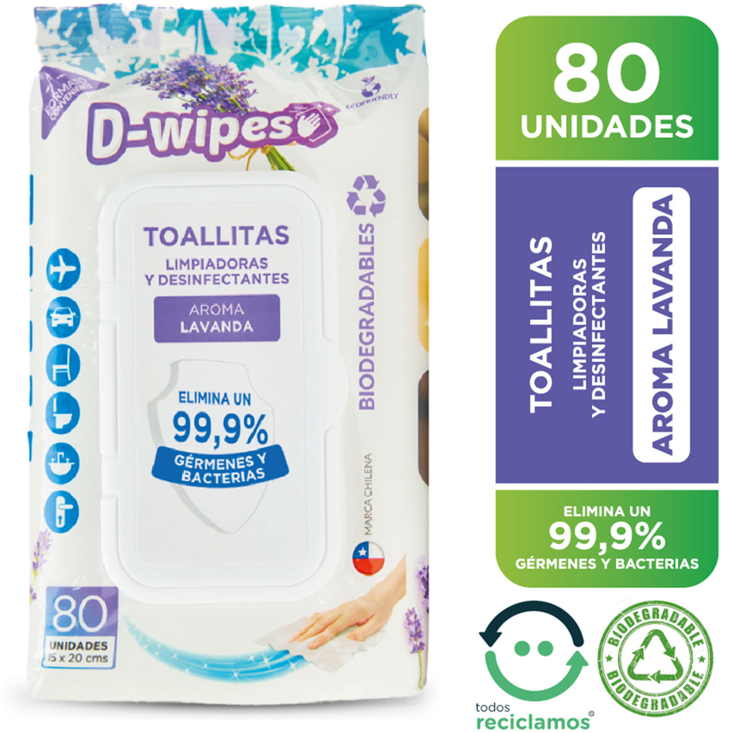 Maxi Pack Toallitas Húmedas Antibacterial 15 X 20 Cm 80 Und