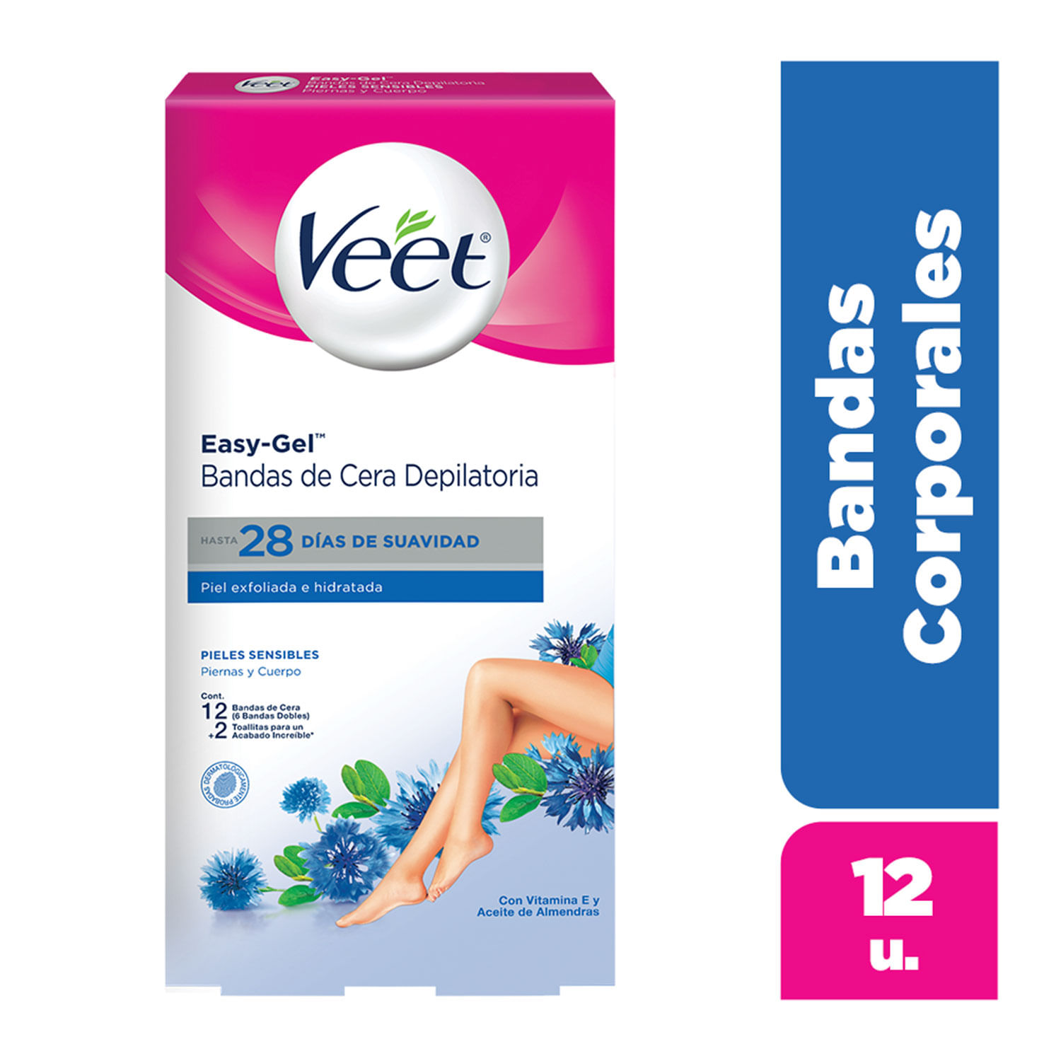 Bandas Depilatorias Corporal Veet Piel Sensible 12 un