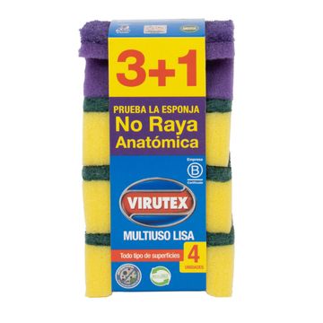 Pack 3+1 de 1 Esponja No Raya Anatómica Lisa y 3 Esponjas Multiuso Lis