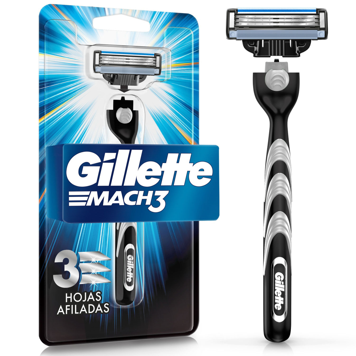 Gillette Mach3 - Maquinillas de afeitar sensibles para hombres, 1  maquinilla de afeitar, 5 recambios de cuchillas de afeitar, diseñadas para  pieles