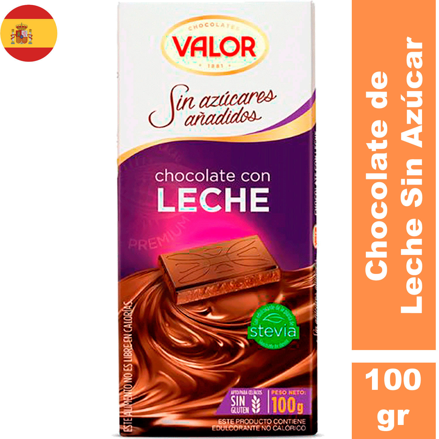 Chocolate de Leche Valor Sin Azúcar 100 g | SantaIsabel.cl